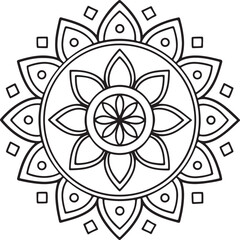 Mandala Outline for Coloring Book – Floral Symmetry Design