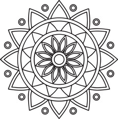 Mandala Outline for Coloring Book – Floral Symmetry Design