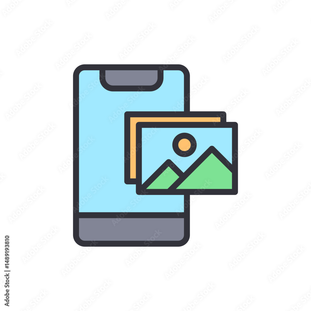 Poster mobile application gallery representing visual content and creative works