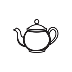 Minimalist teapot illustration shows a simple black outline on a transparent background