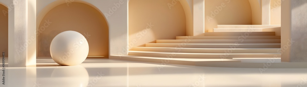Poster empty interior architectural design with a sphere.