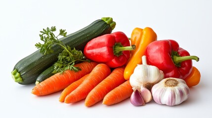 Fresh Colorful Assortment of Vegetables on a White Background