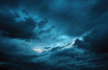 Dramatic storm clouds in blue hues
