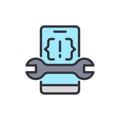 Fototapeta premium Mobile Application Under Construction And Maintenance Concept Illustration