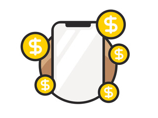 スマホとドルマークのイメージ ベクターイラスト