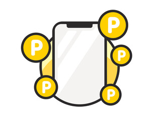 スマホとポイントマークのイメージ ベクターイラスト