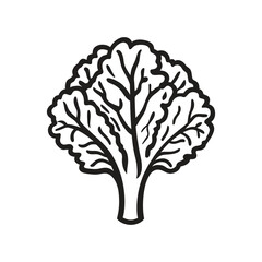 Naklejka premium Monochromatic tree shows a simple outline with detailed branches and leaves over white