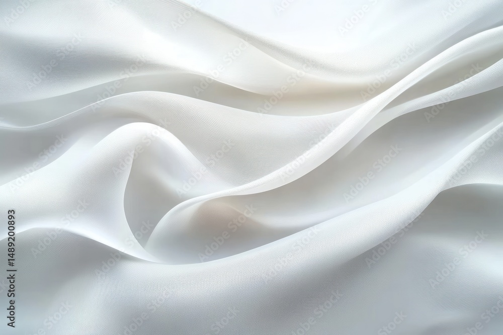 Aufkleber soft white fabric with smooth flowing folds creating gentle curves and light shadows conveying calm 