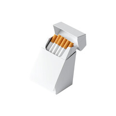 White cigarette pack with filter cigarettes inside 3d on transparent background