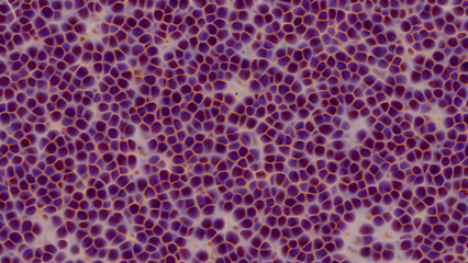 Obraz premium Microscopic view of cells, exhibiting intricate patterns of purple and orange