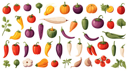 Obraz premium June Seasonal Vegetable Set Illustration for Culinary Designs