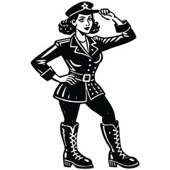 Woman in Combat Boots Saluting Military Army Soldier Illustration