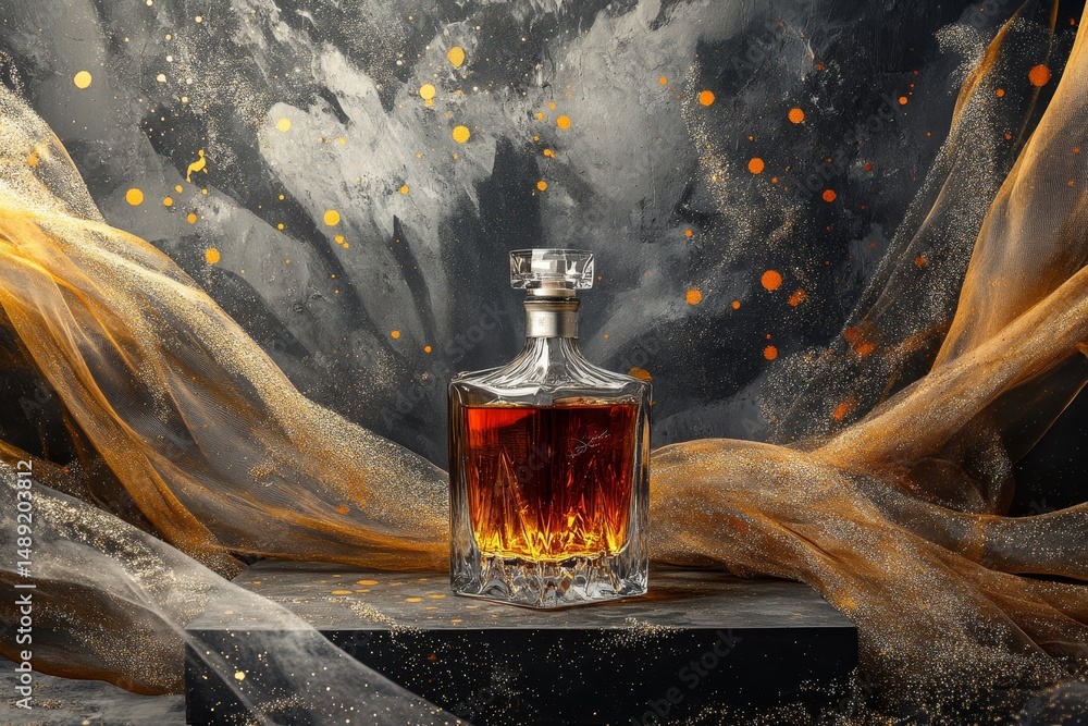 Poster Elegant decanter displayed on a textured backdrop.