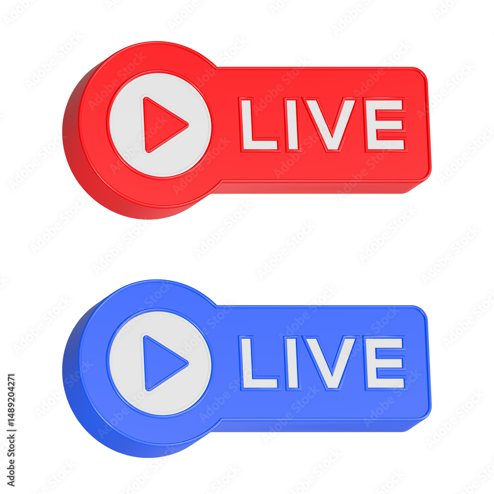 Poster live stream icon 3d rendering