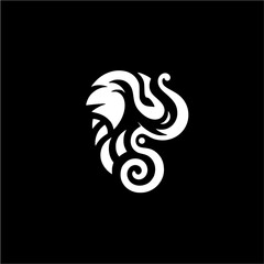 Elephant 2D vector with simple black and white color 