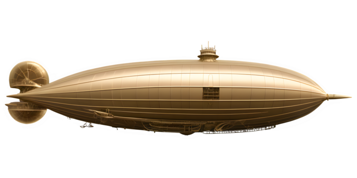 A golden zeppelin airship blimp