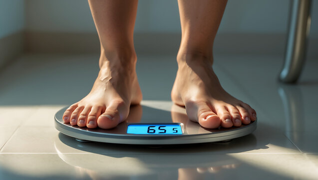 Close-Up of Bare Feet on Digital Scale