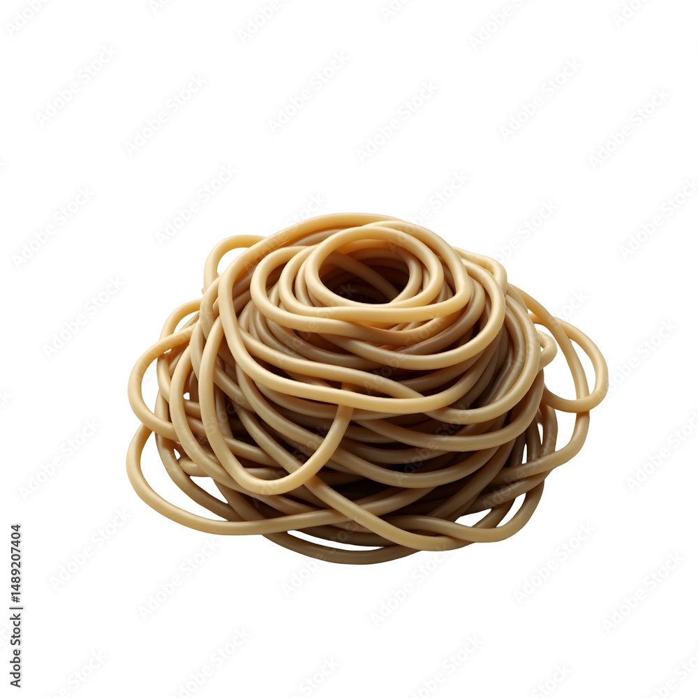 Poster elevated close up view of perfectly lit realistic soba noodles in a visually appealing swirl for cul