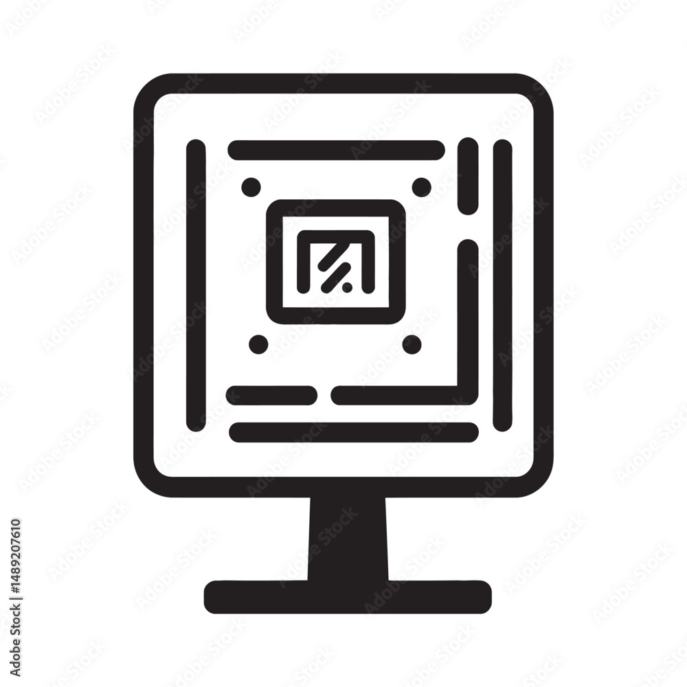Poster onecolor abstract monitor showcases a digital identity symbol with a transparent background