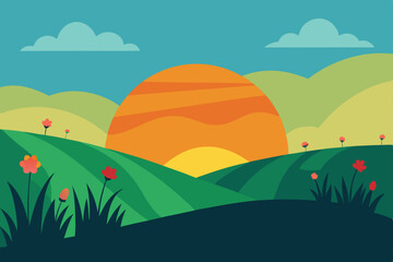 Obraz premium landscape with mountains and hills