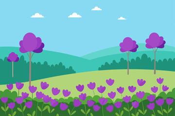 Fototapeta premium spring landscape with flowers and grass