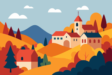 Naklejka premium vector illustration of old town