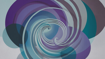 Obraz premium Abstract Swirl Spiral Design: Geometric Shapes & Colorful Modern Art in Blue Tones and Purple Hues