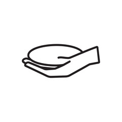 Open hand is holding a disk, line art on transparent background gives simple appeal