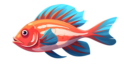 Naklejka premium Colorful Underwater Cartoon Illustration of Fish and Atlantis in the Sea - Vector Image