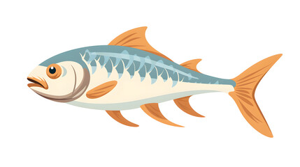 Naklejka premium Fish Bones Icon Flat Vector Illustration Clipart - Detailed Skeleton Drawing for Design Projects