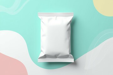 White snack pack with a colorful backdrop