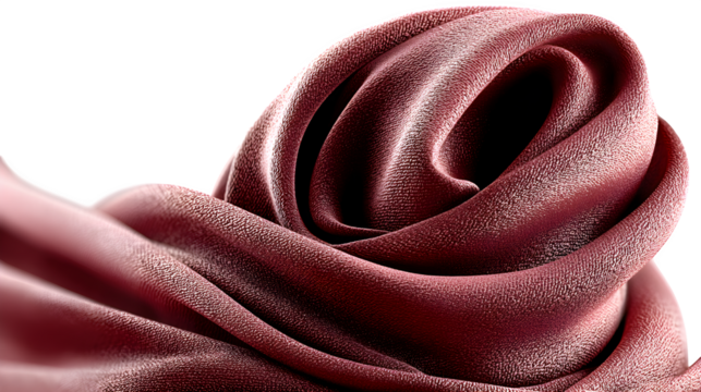 A piece of folded silky red fabric with gentle draping and a radiant sheen, isolated on a white background --ar 16:9 --v 7.0 --s 750