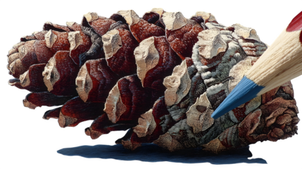 A realistic pinecone with detailed scales, highlighting nature?s intricate design, shown on white --ar 16:9 --v 7.0 --s 750