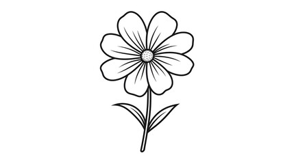 Obraz premium Elegant Flower One Line Art Icon Isolated Cartoon Vector Illustration