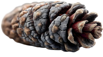 A realistic pinecone with intricate scales, highlighting nature?s beauty, displayed on white --ar 16:9 --v 7.0 --s 750