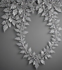 Sparkling silver background, elegant silver lace border with intricate leaf details , refined, texture, background