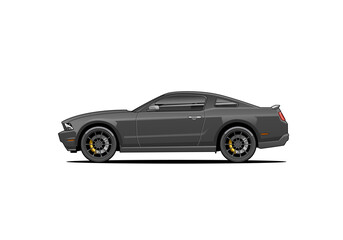 Black Modern Muscle Car Illustration – Aggressive Stance Coupe