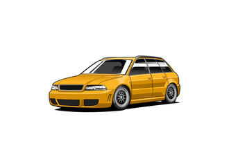 Yellow Modified Wagon Car Illustration – Euro Style Station Wagon