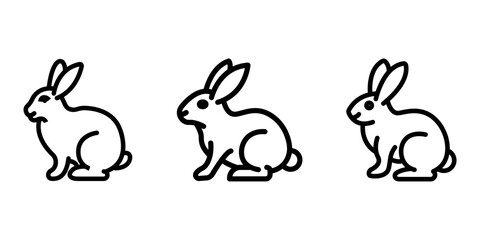 rabbit outline or line icon design bundle.