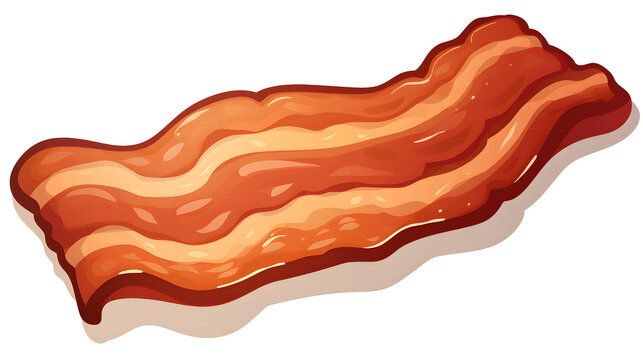 cooked bacon strip, red and orange, isolated clip art preview