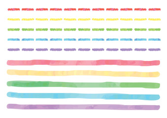 5色2種類の水彩風のラフな手書きのラインセット2
