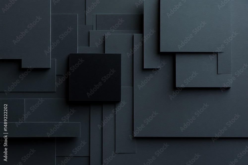 Poster dynamic composition of suprematist shapes with black square in layered textures highlighting abstrac