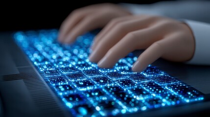 Glowing Keyboard  Data Entry  Tech  Cybersecurity  Digital World