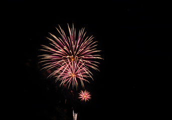 Fireworks explosions night sky