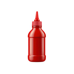 Red Ketchup Bottle with Cap, Isolated on Black Background