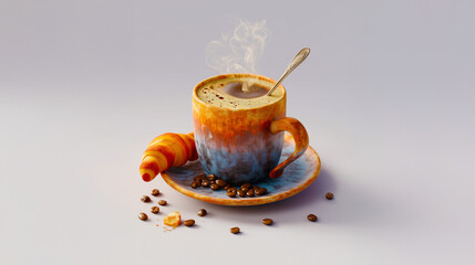Miniature World of a Morning Coffee Setup