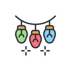 Festive Garland Of Colorful Lights For Holiday And Celebration