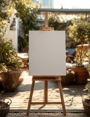 Easel with canvas in outdoor setting