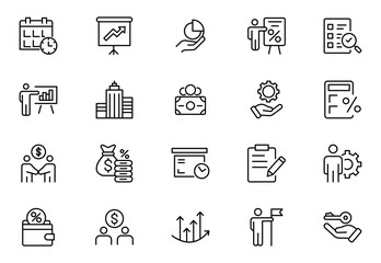 ESOP line icons set. Modern ESOP Icons - High-Quality Graphics for Finance, Corporate Plans,Includes Employee, Stock, Ownership, Plan, Vector illustration.