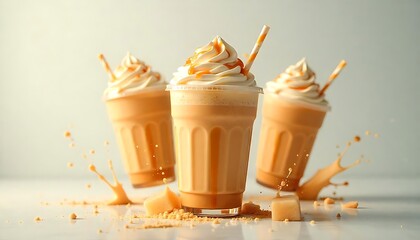 Delicious Caramel Frappuccinos Whipped Cream Coffee Drinks Refreshing Iced Beverage